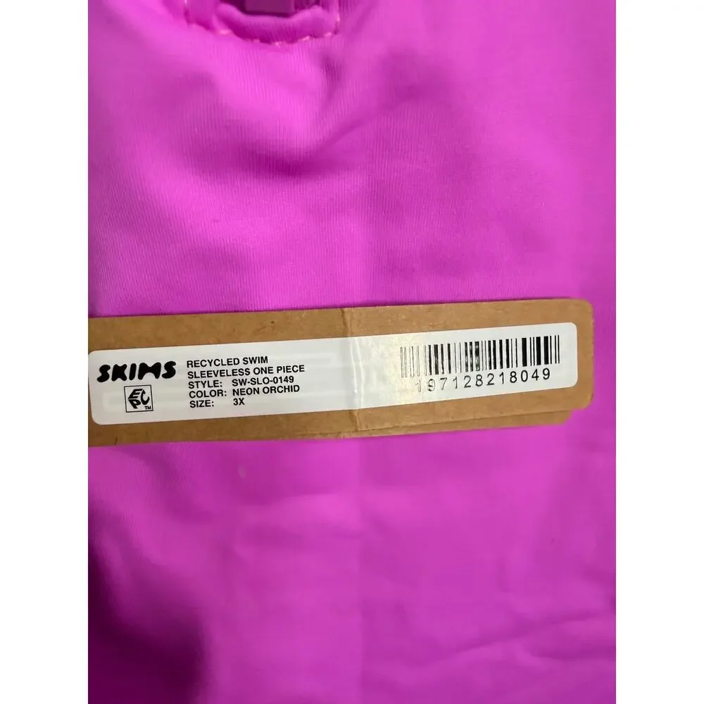 NWT Skims Recycled Swim sleeveless Zip One Piece Neon orchid 3X